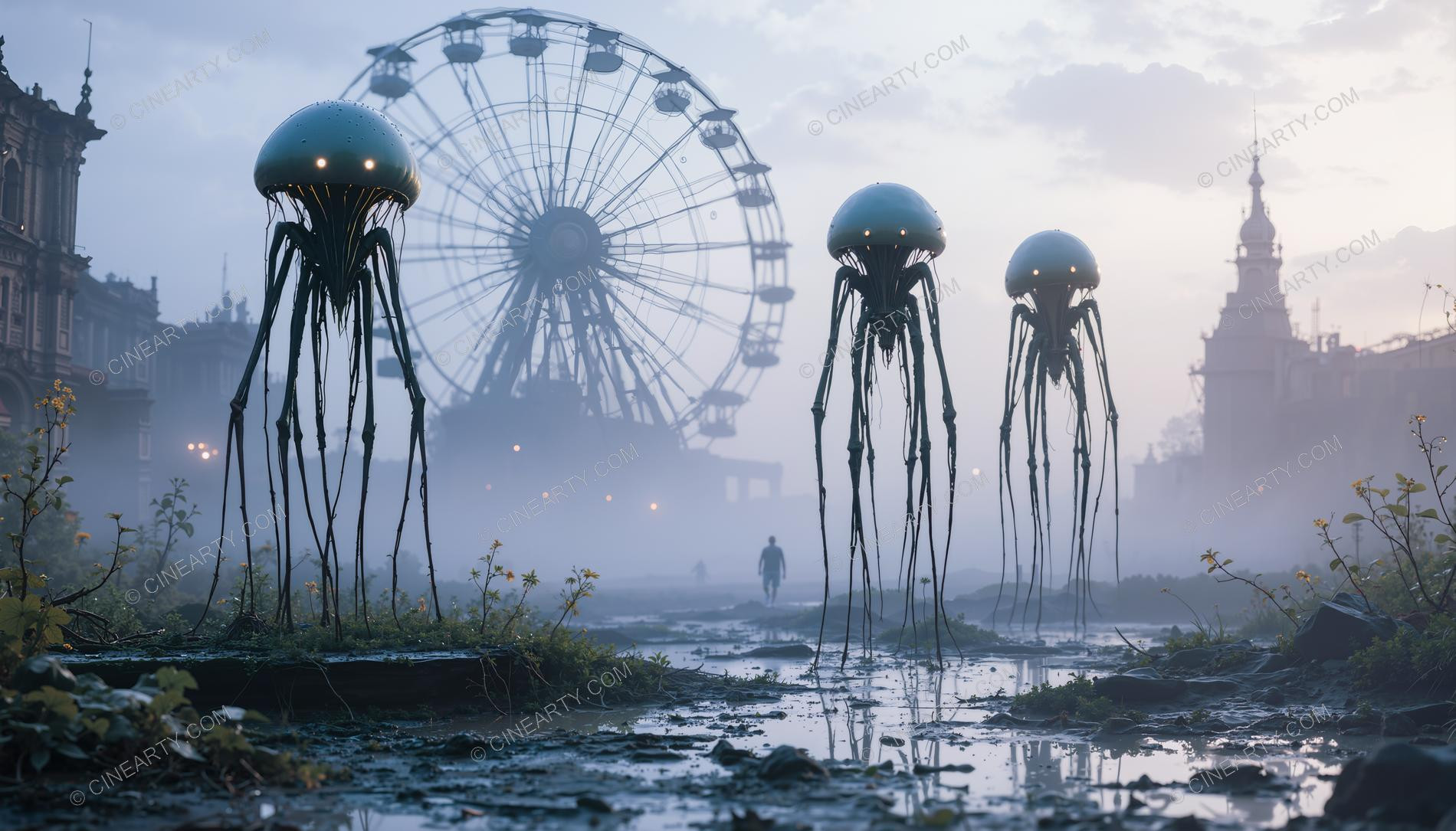 Alien Invasion Post-Apocalypse. Amusement Park 54101
