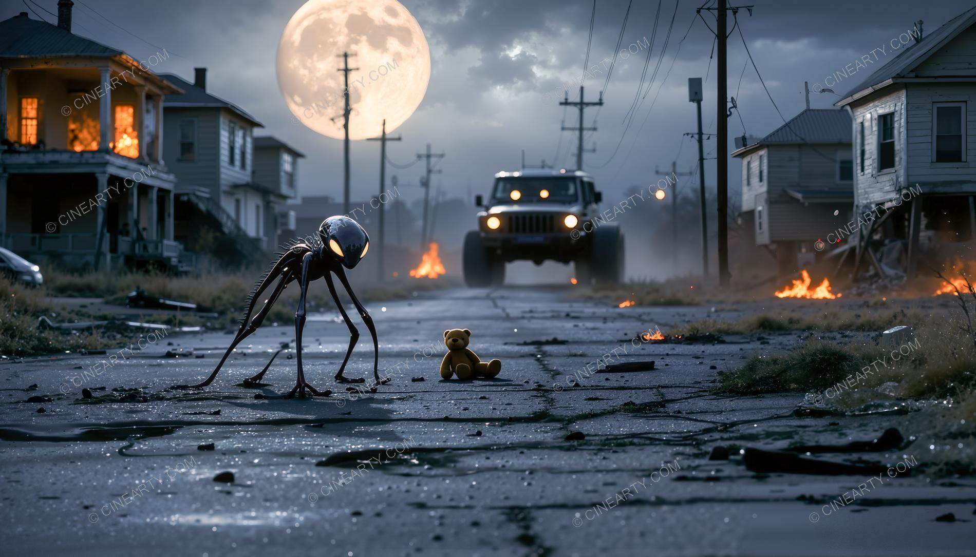 Alien Monster On the Town Street 64328