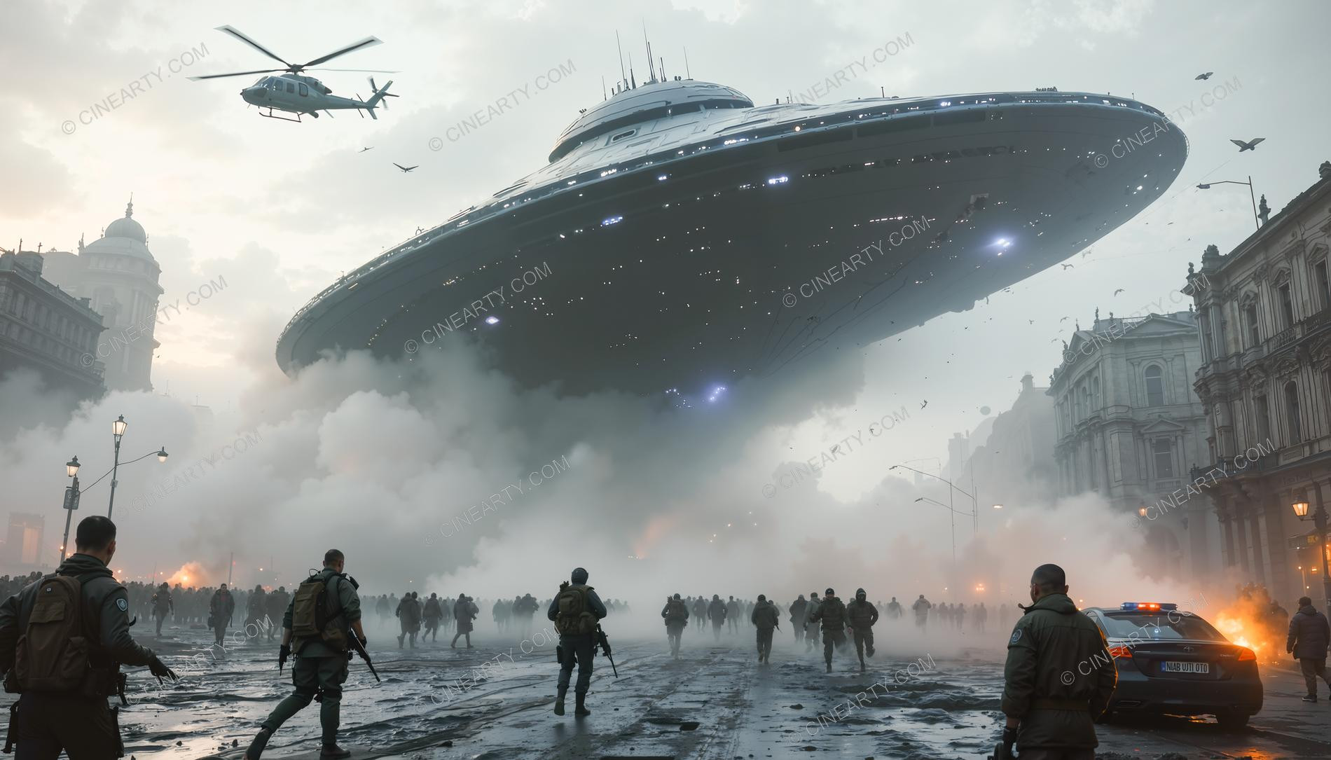 Army vs Flying Saucers in Cities 31756