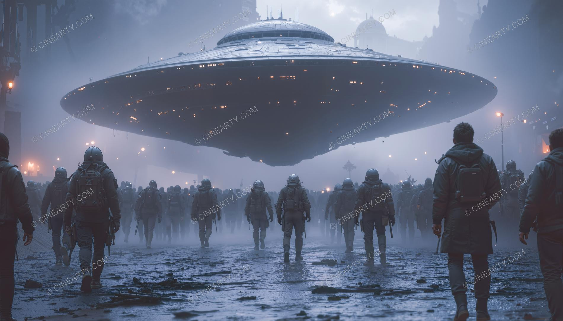 Army vs Flying Saucers in Cities 03559