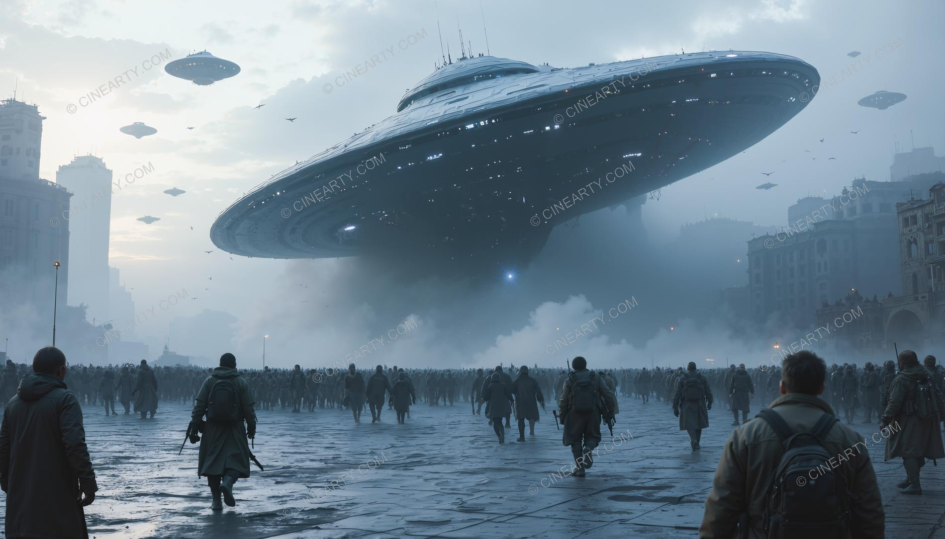 Army vs Flying Saucers in Cities 36195
