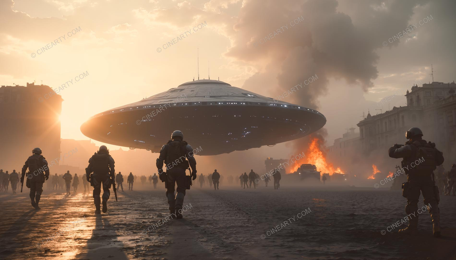 Army vs Flying Saucers in Cities 37686