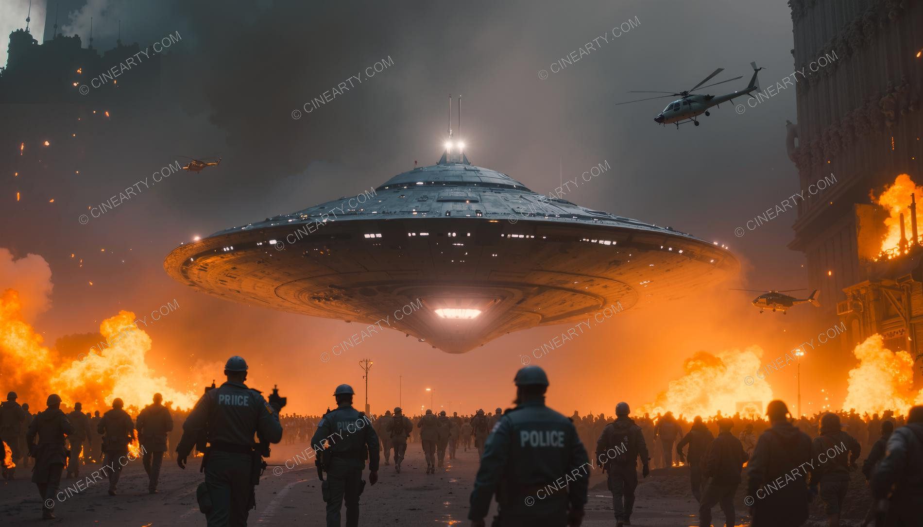 Army vs Flying Saucers in Cities 74023