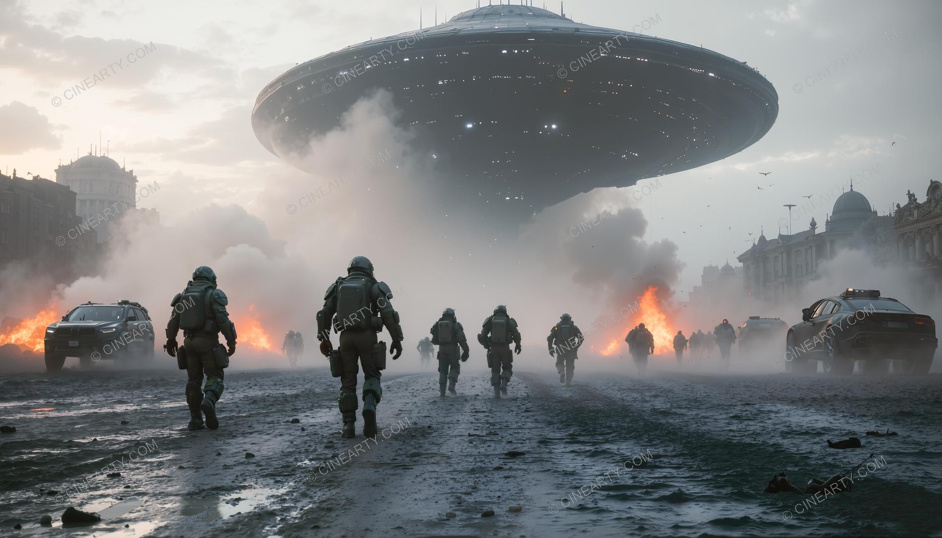 Army vs Flying Saucers in Cities 96374