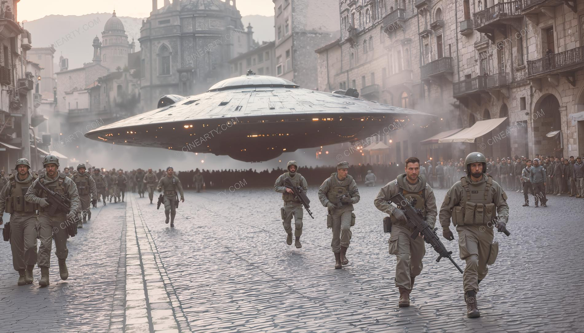 Army vs Flying Saucers in Cities 92225