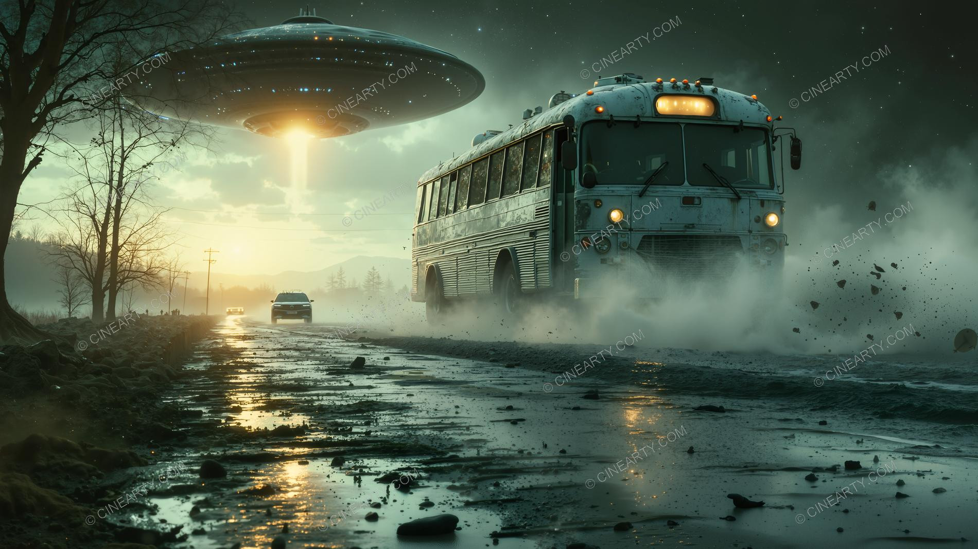 Flying Saucer Attacks a Bus 23912