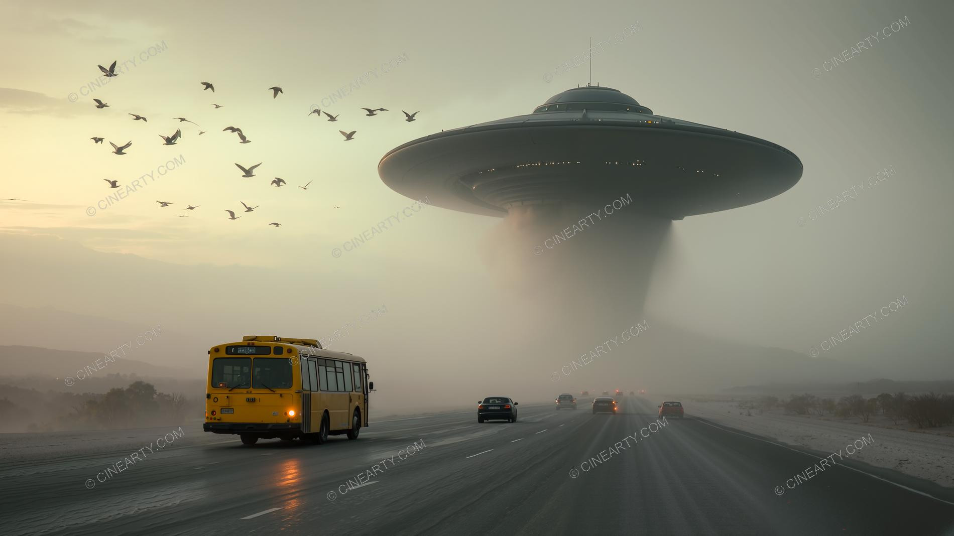 Flying Saucer Attacks a Bus 14505