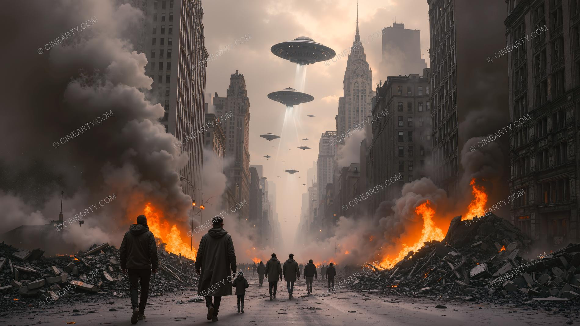 Flying Saucers Destroy a City 76110