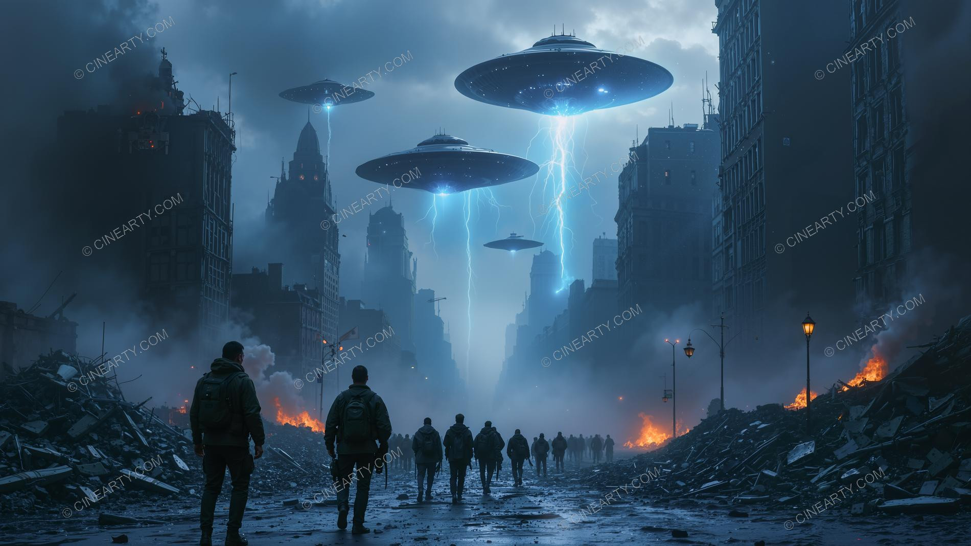 Flying Saucers Destroy a City 49260
