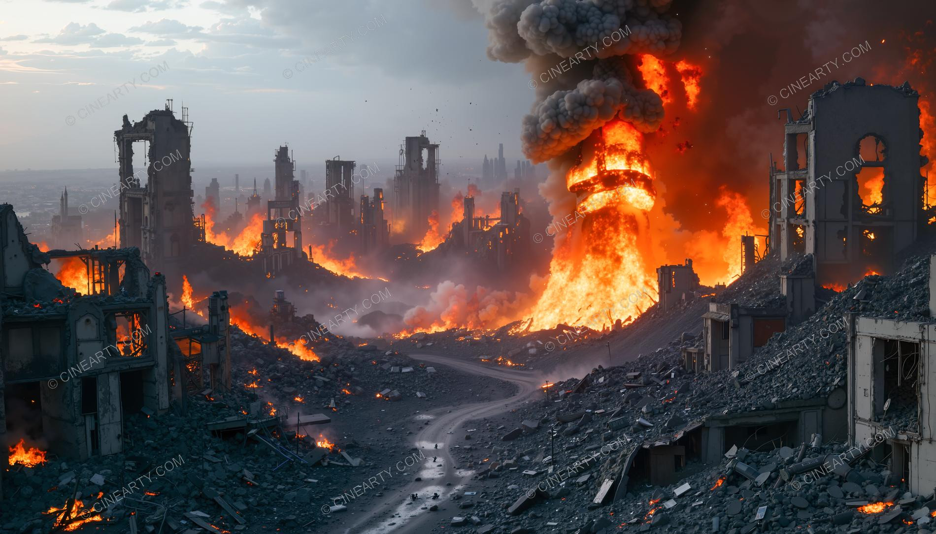 Flying Saucers Destroy a City 27875