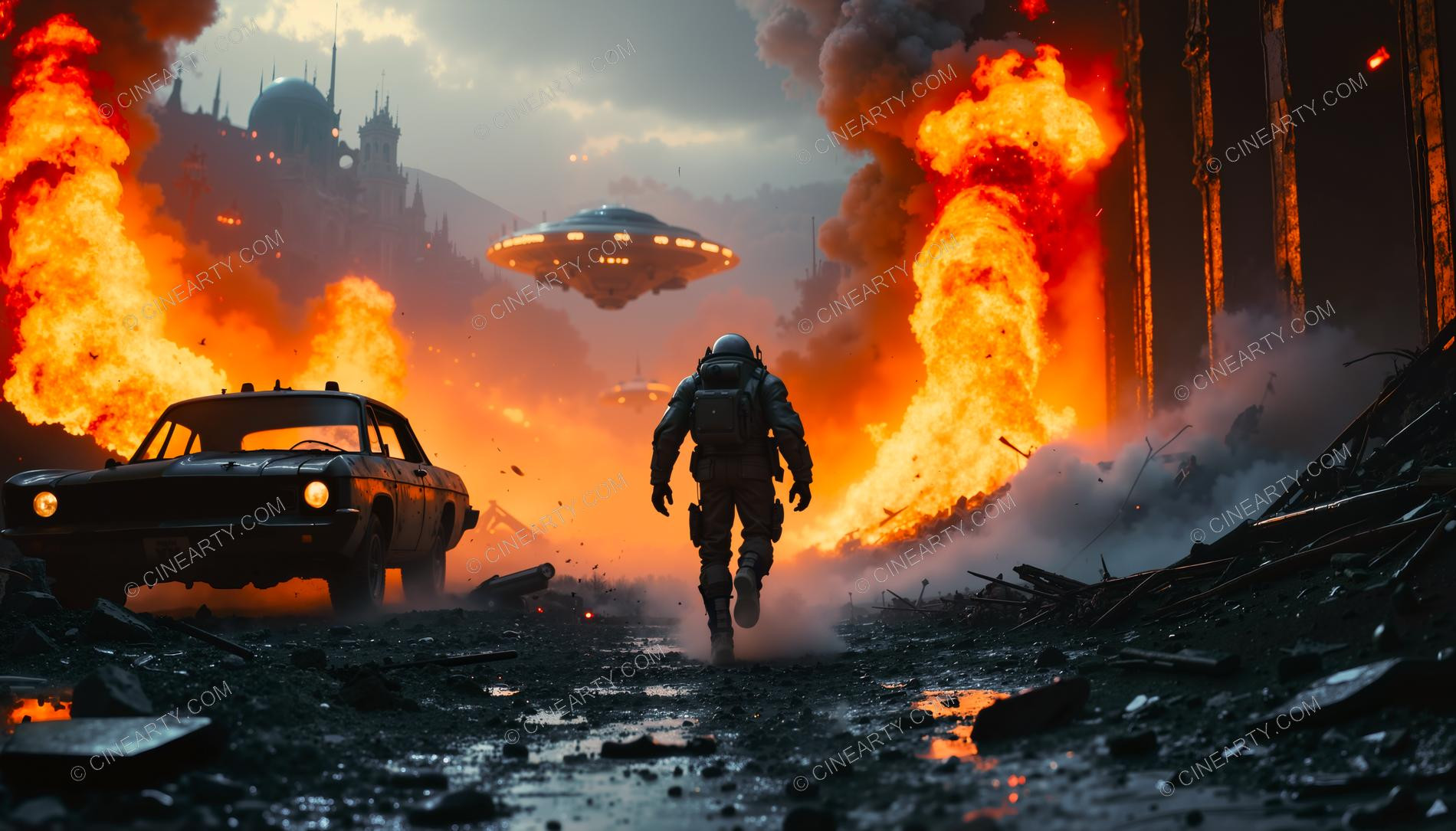 Flying Saucers Destroy a City 55794