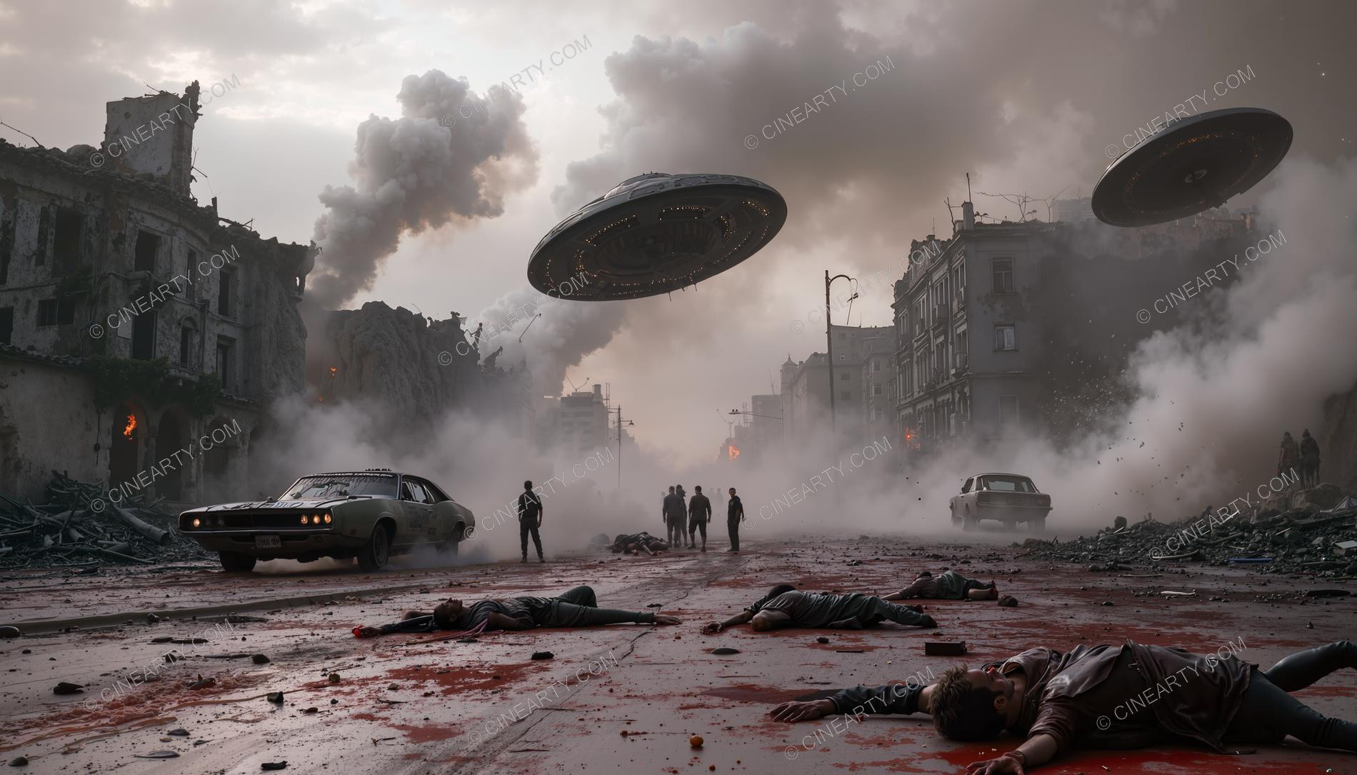 Flying Saucers Destroy a City 57346