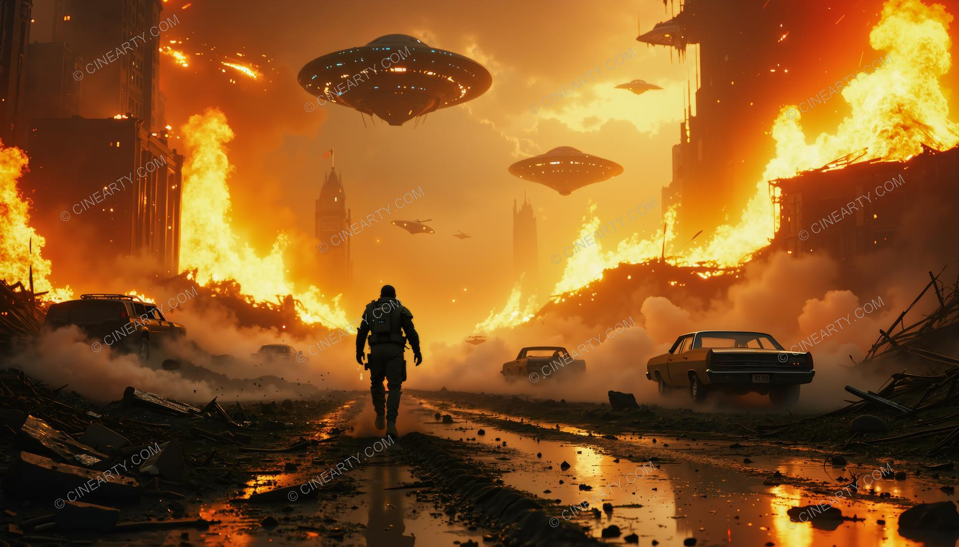 Flying Saucers Destroy a City 78908