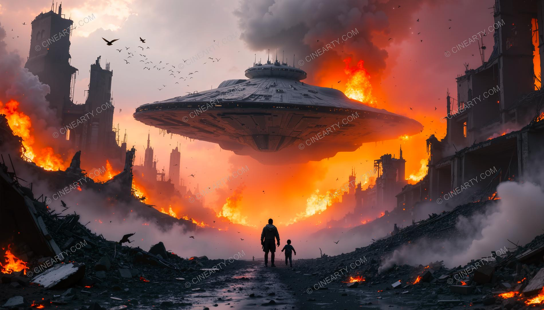 Flying Saucers Destroy a City 80472