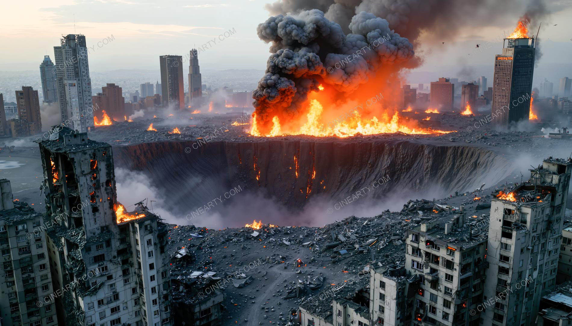 Flying Saucers Destroy a City 49096