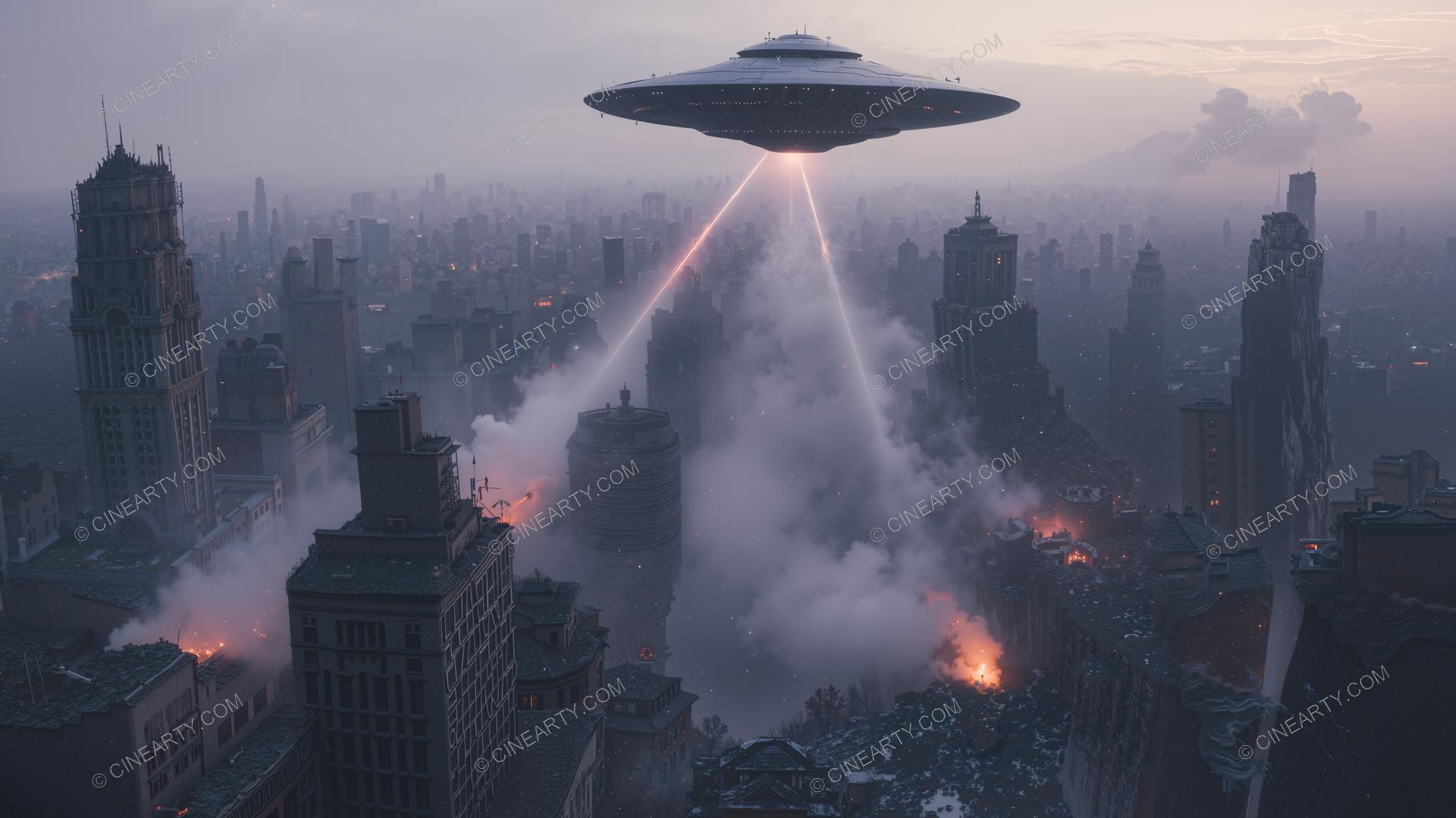 Flying Saucers Destroy a City 21693