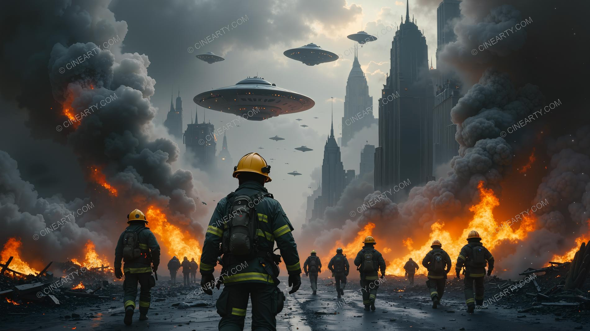 Flying Saucers Destroy a City 37585