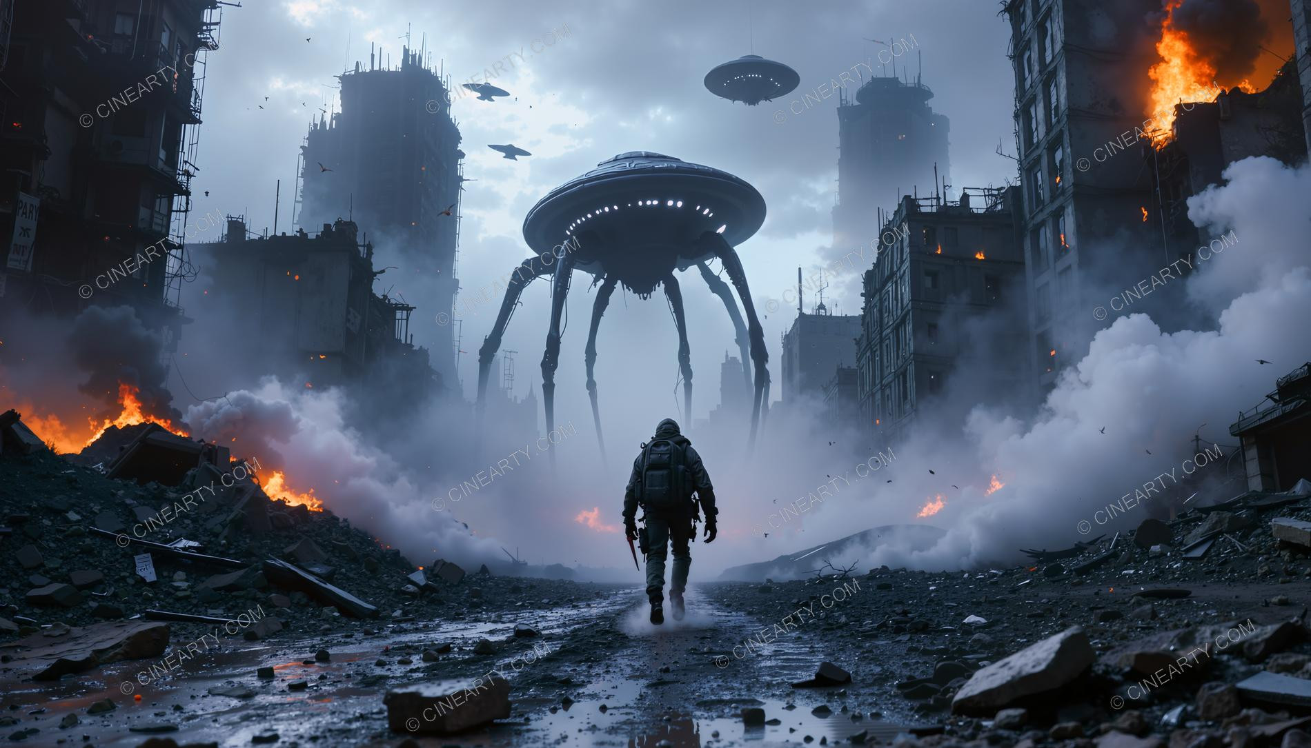 Flying Saucers Destroy a City 40404