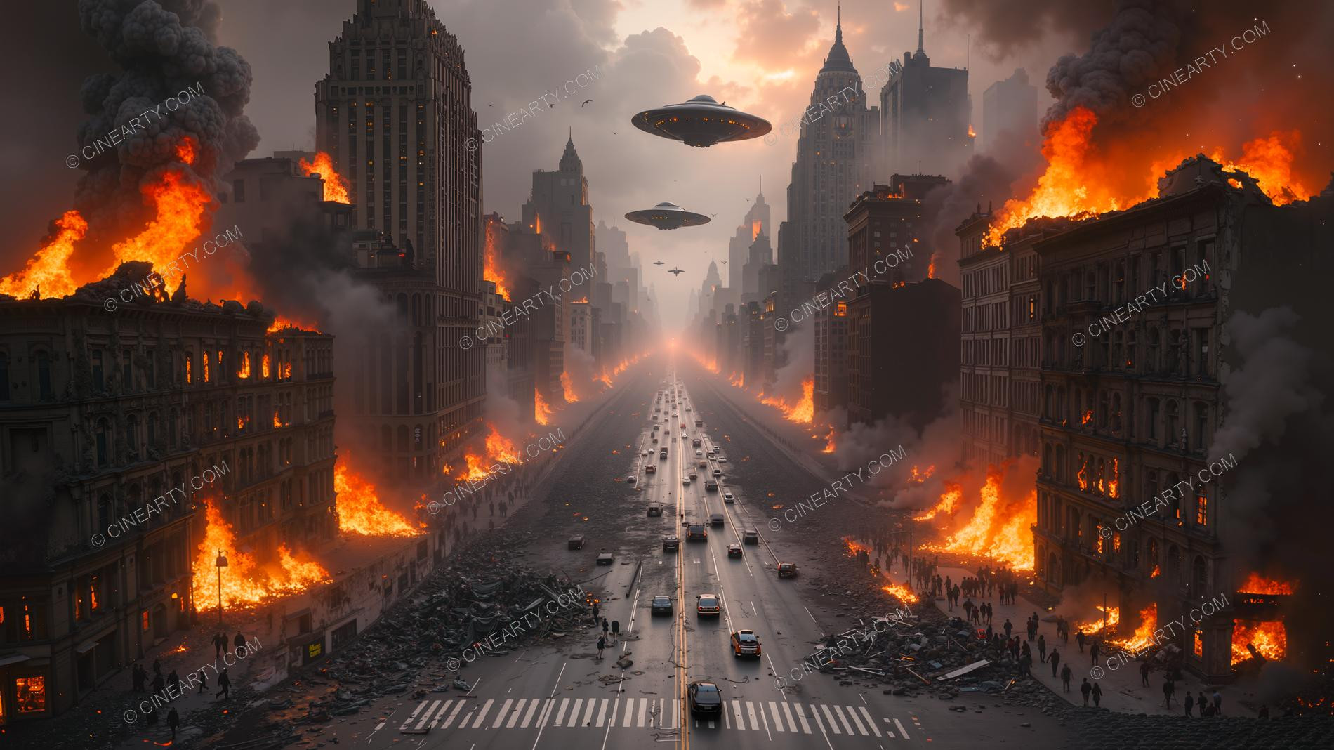 Flying Saucers Destroy a City 45764