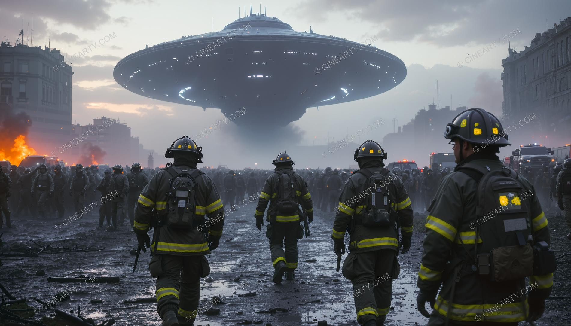 Flying Saucers Destroy a City 17147