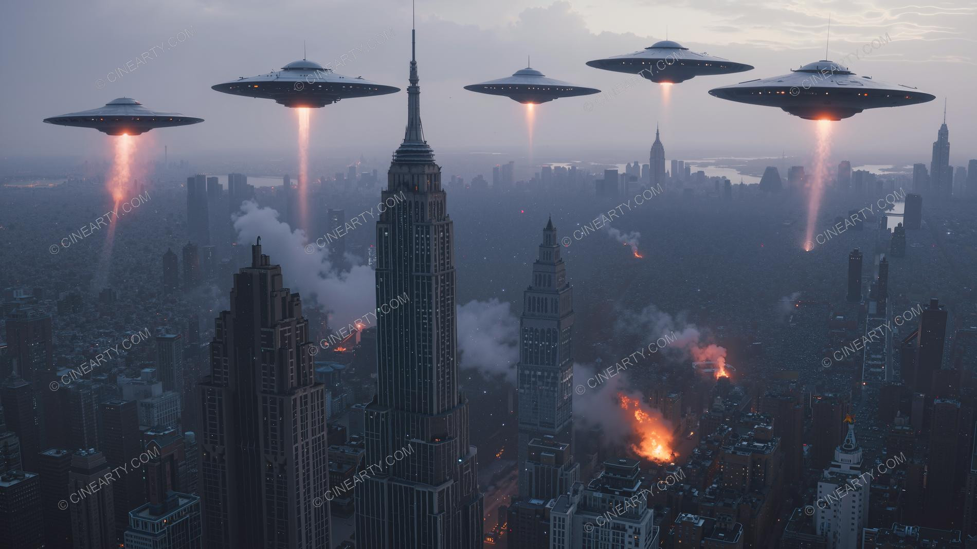 Flying Saucers Destroy a City 75427