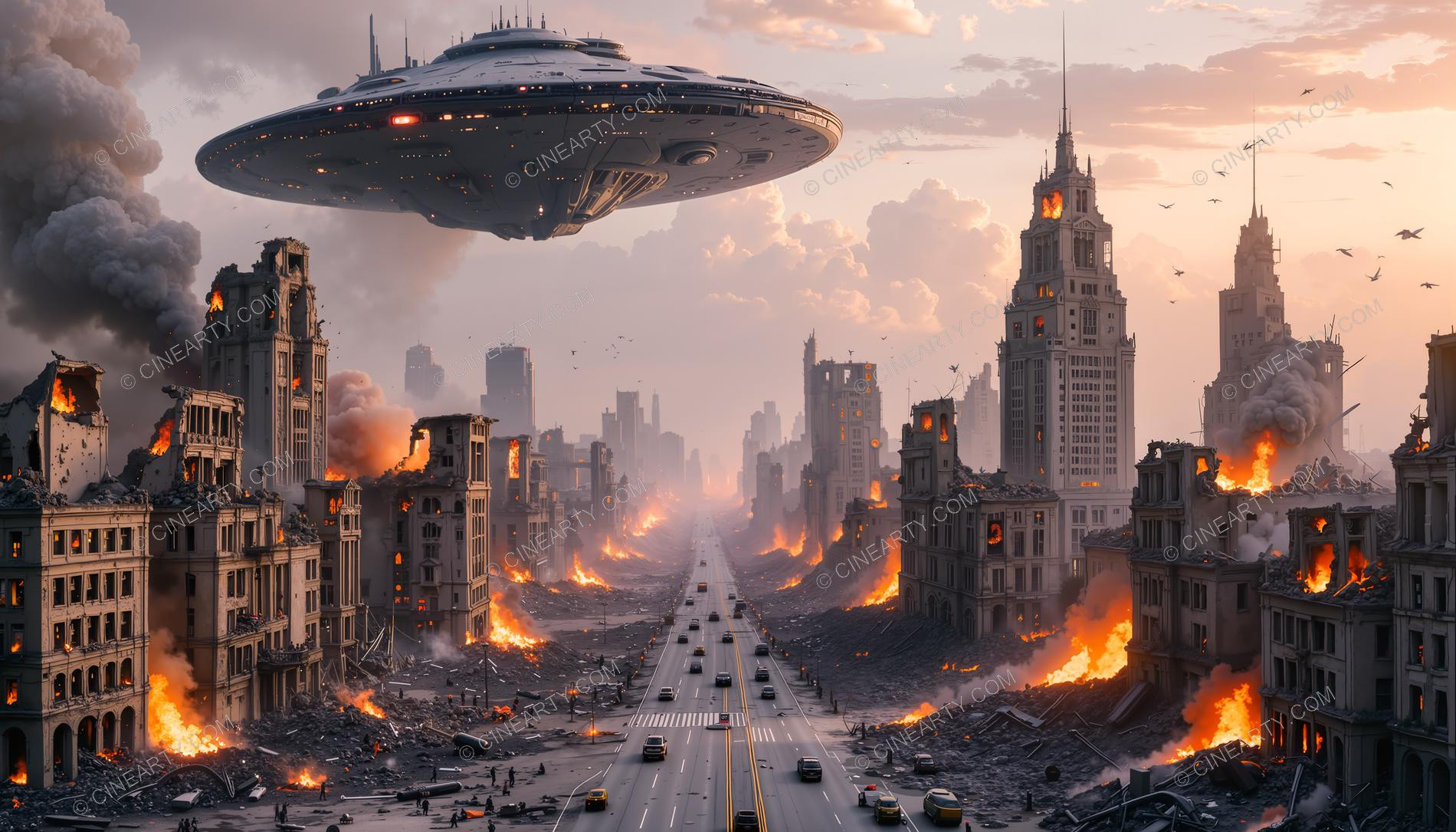 Flying Saucers Destroy a City 58453