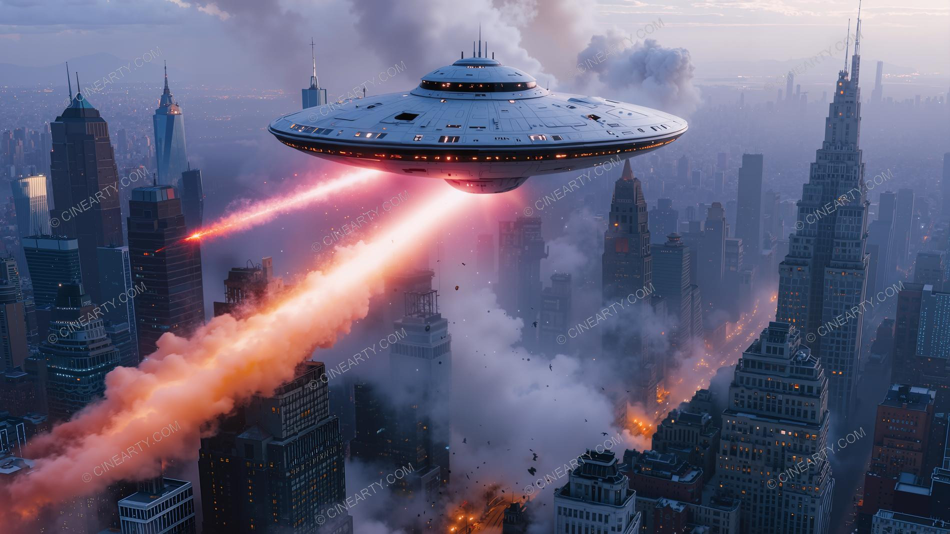 Flying Saucers Destroy a City 03076