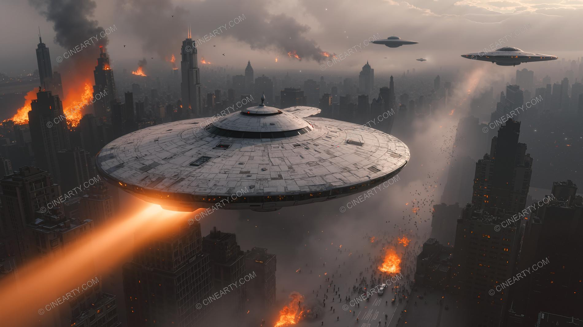 Flying Saucers Destroy a City 57134