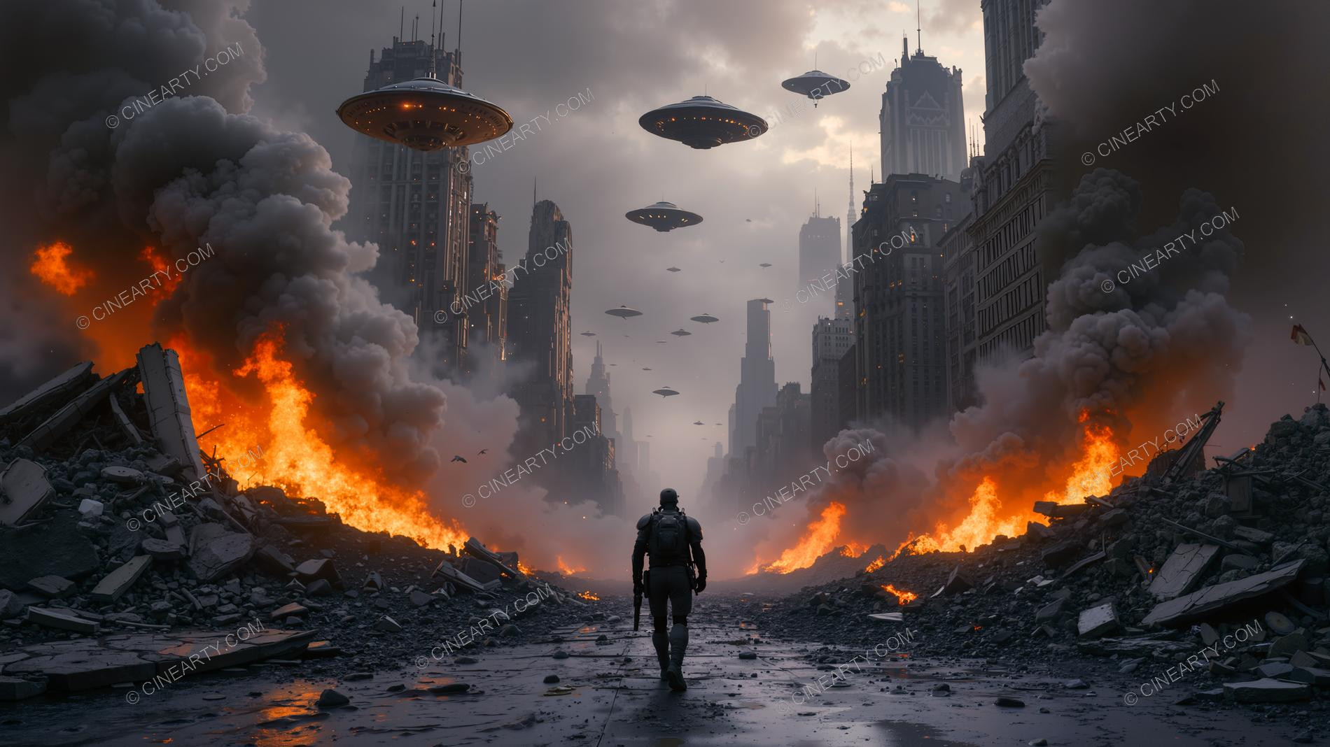 Flying Saucers Destroy a City 40794