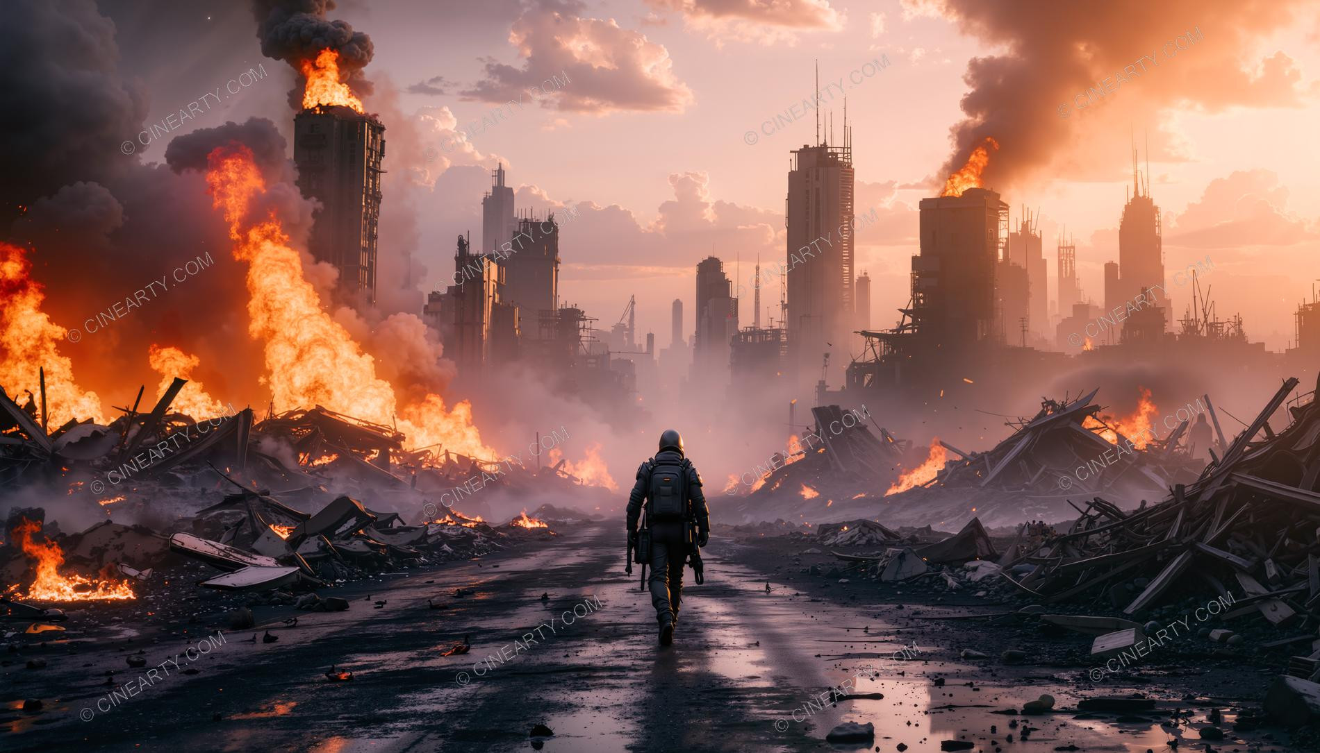 Flying Saucers Destroy a City 26549