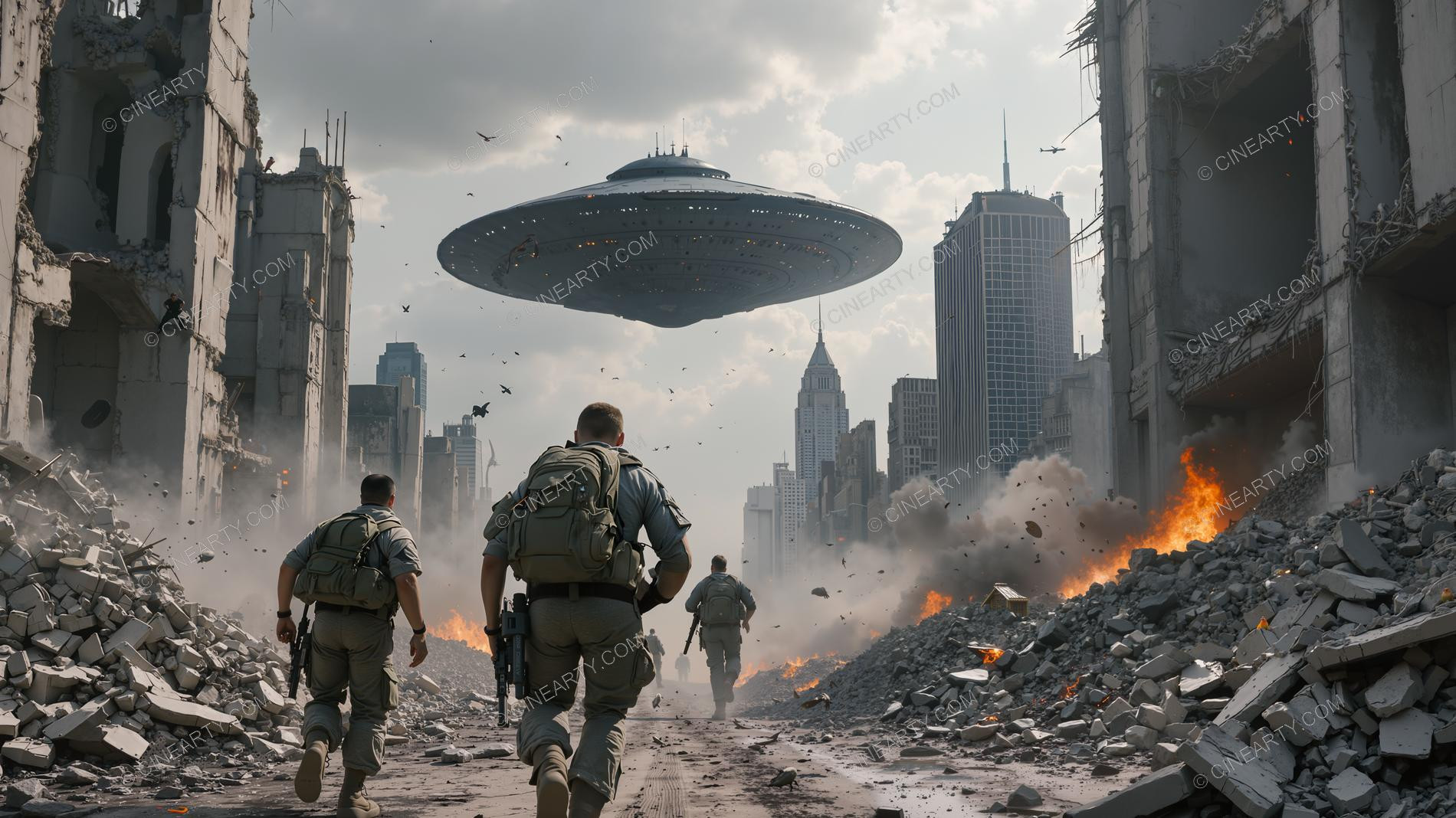 Flying Saucers Destroy a City 05656