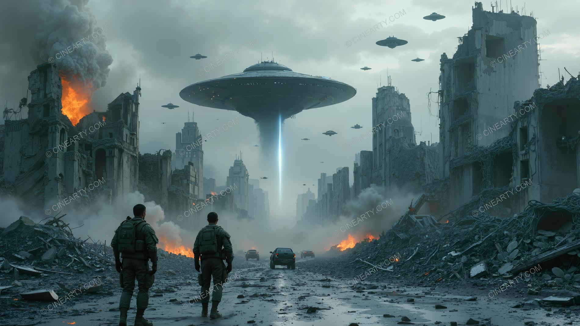 Flying Saucers Destroy a City 57198