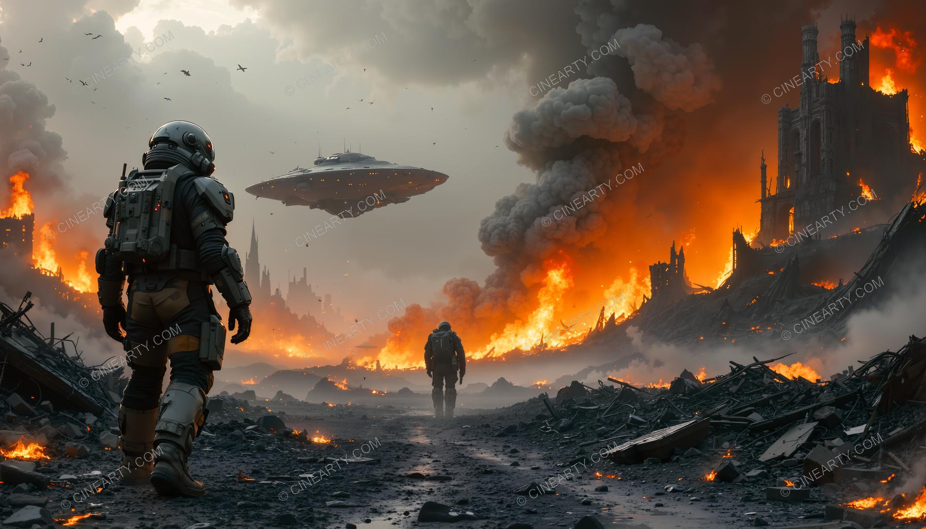 Flying Saucers Destroy a City 01084