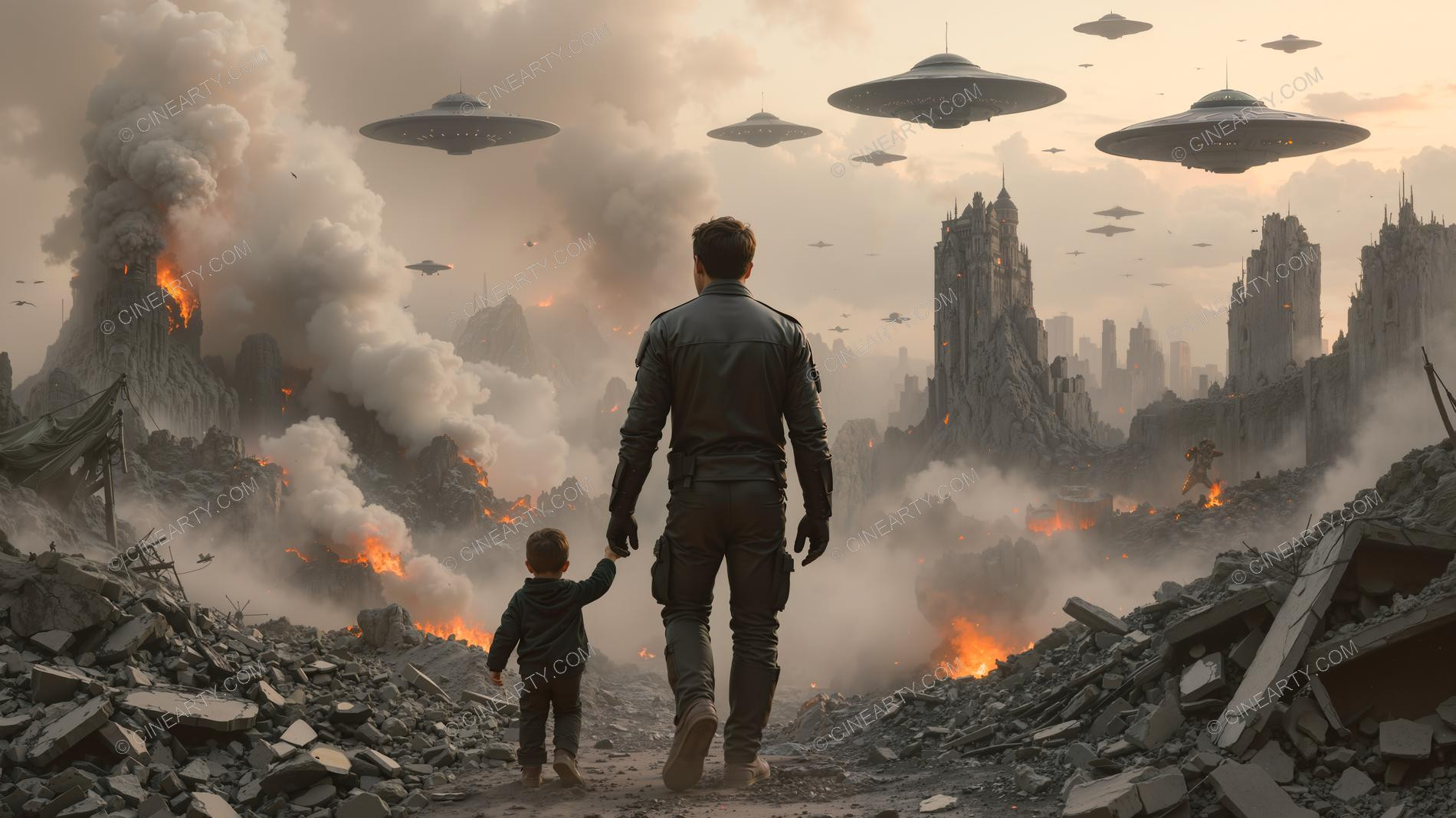 Flying Saucers Destroy a City 76257