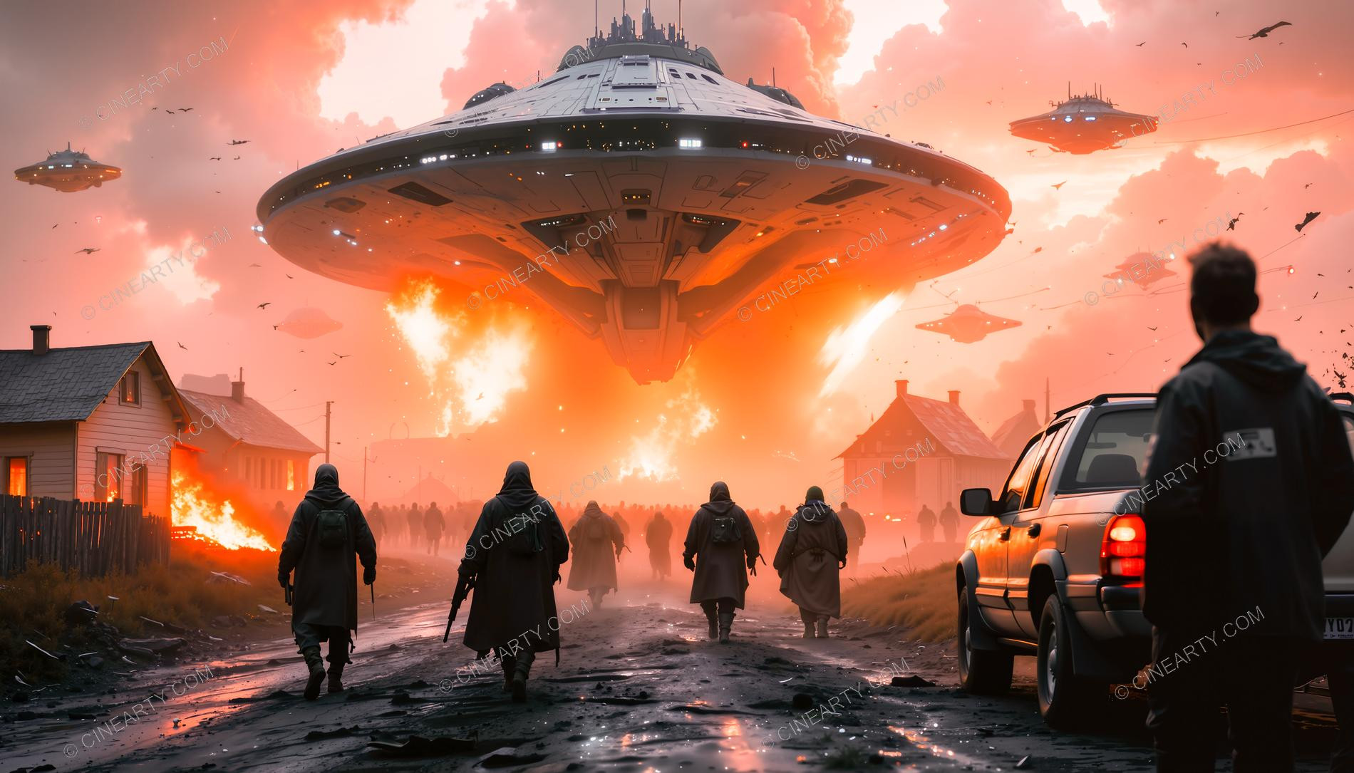 Flying Saucers Destroy a Village 54560