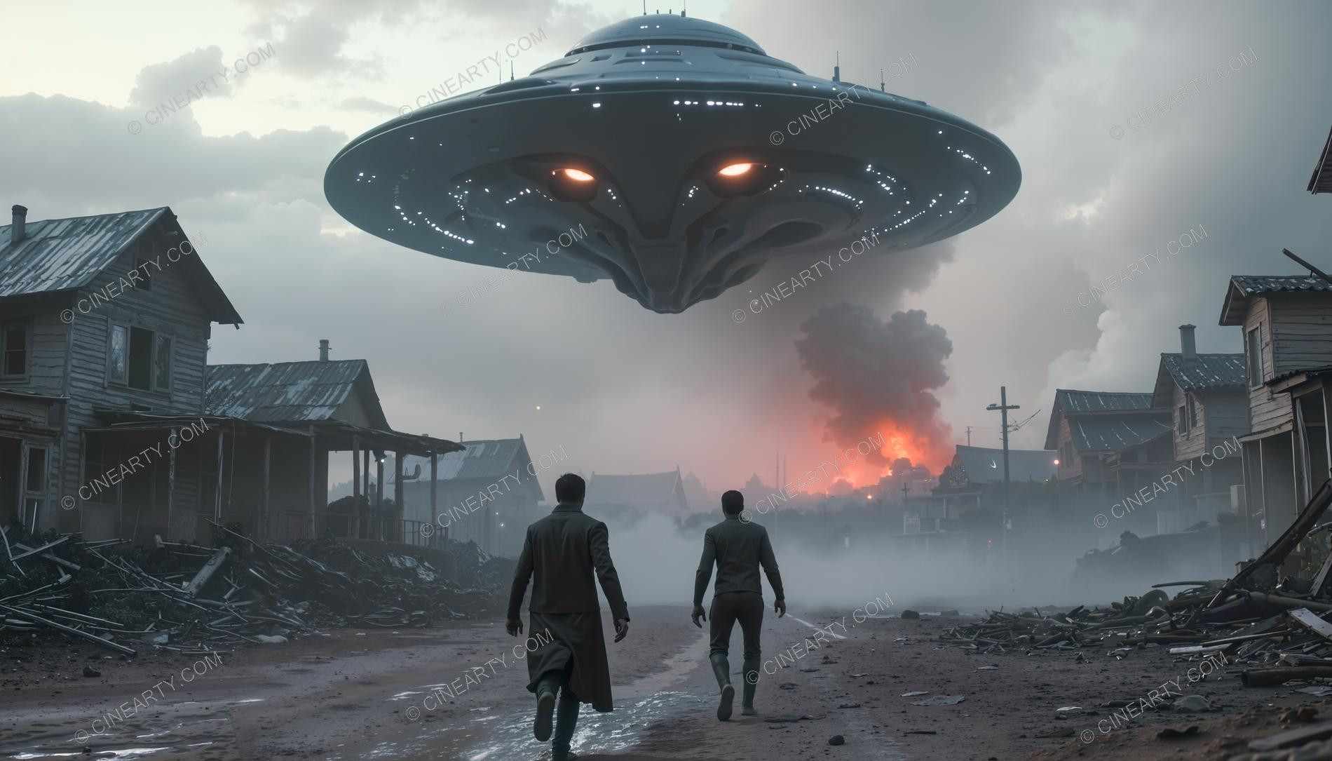 Flying Saucers Destroy a Village 11313