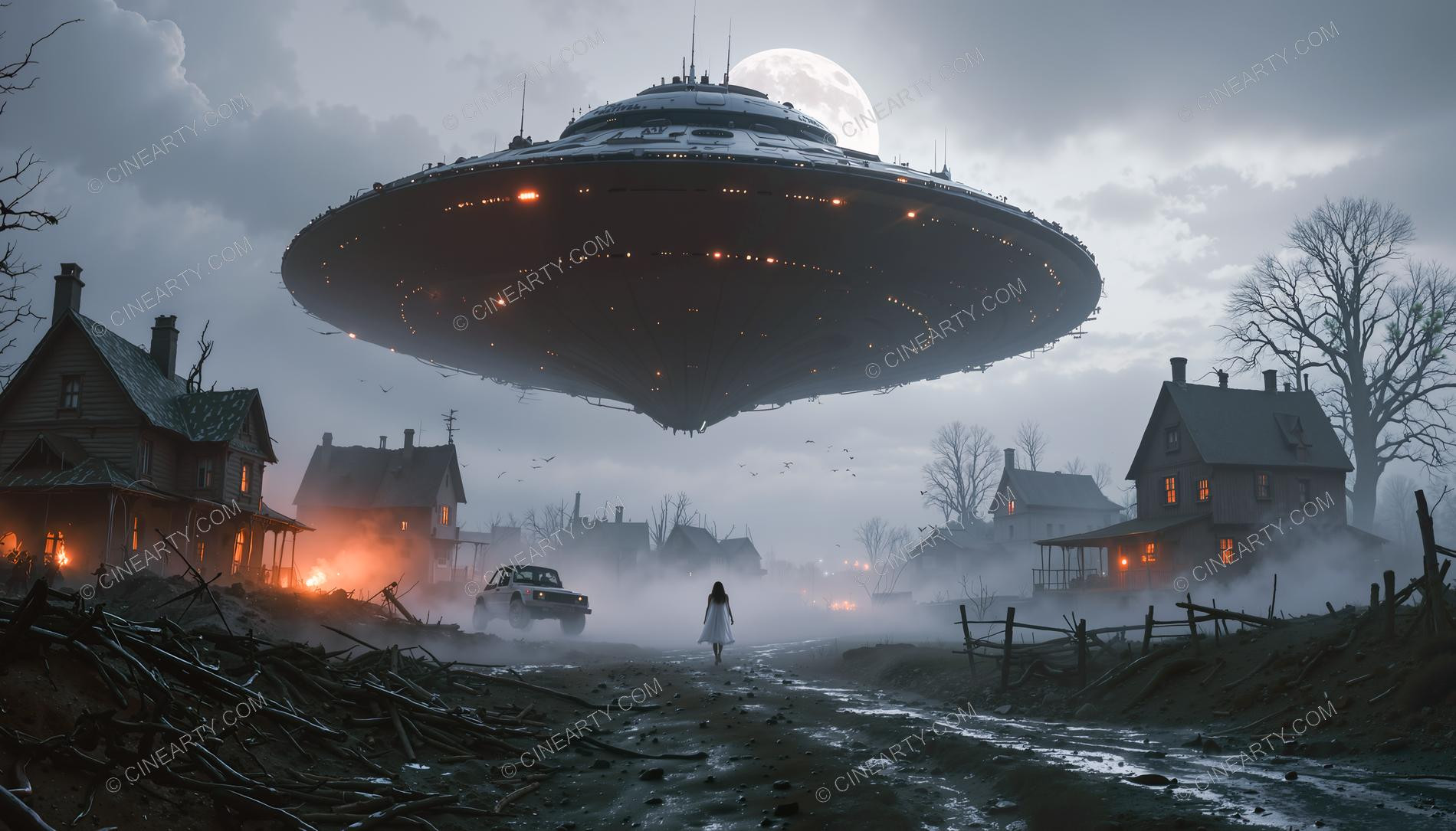 Flying Saucers Destroy a Village 13117