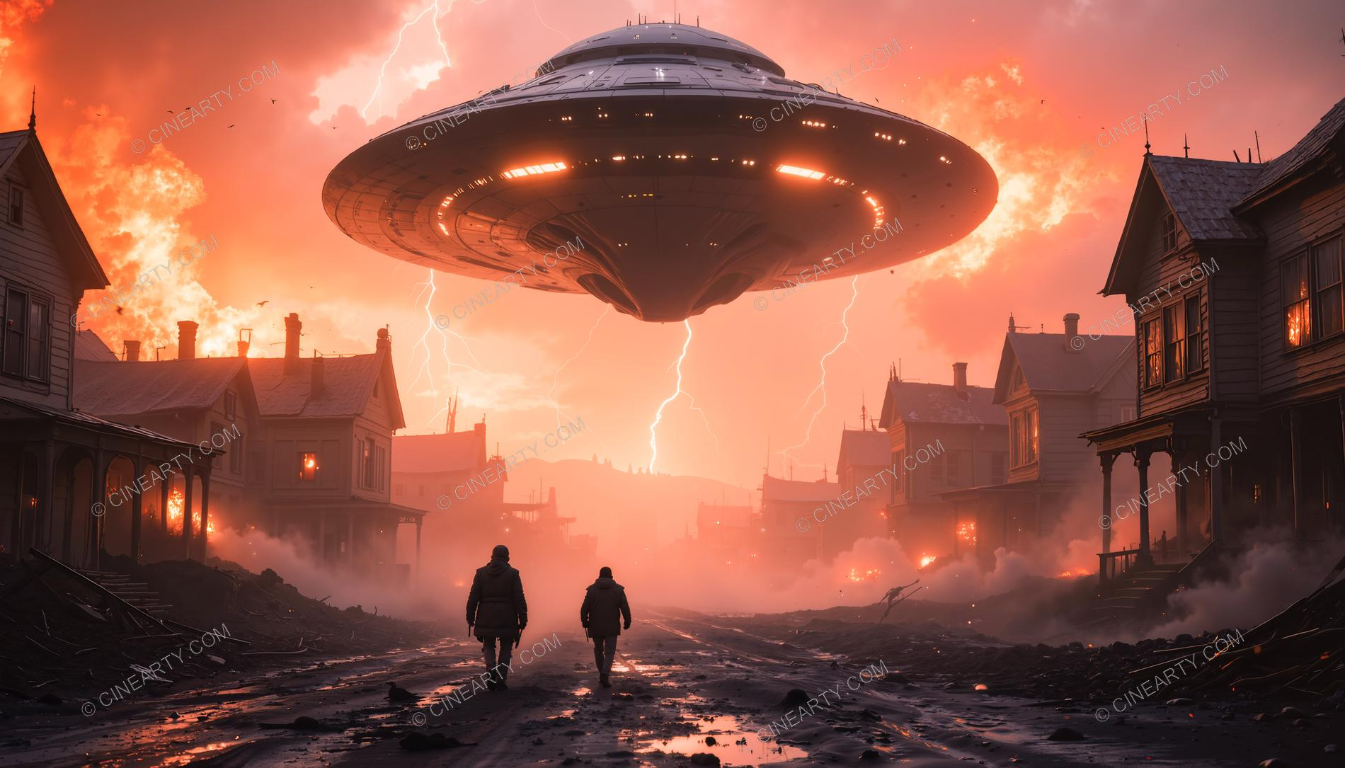 Flying Saucers Destroy a Village 51890