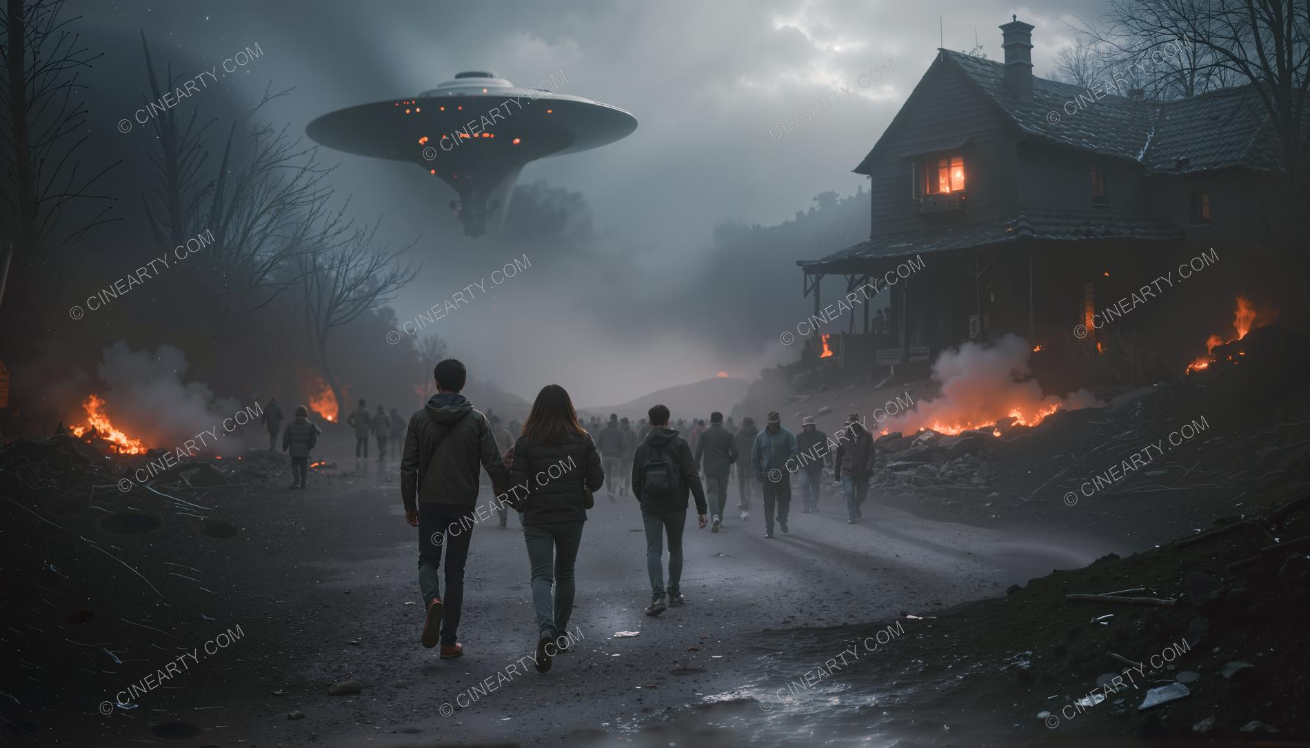 Flying Saucers Destroy a Village 20165