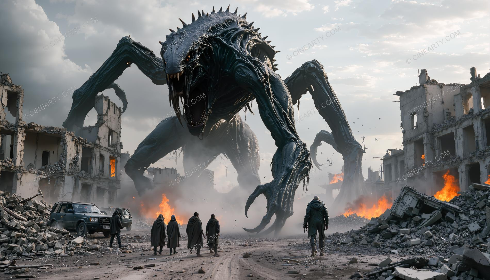 Giant Alien Monster Destroy City 93032
