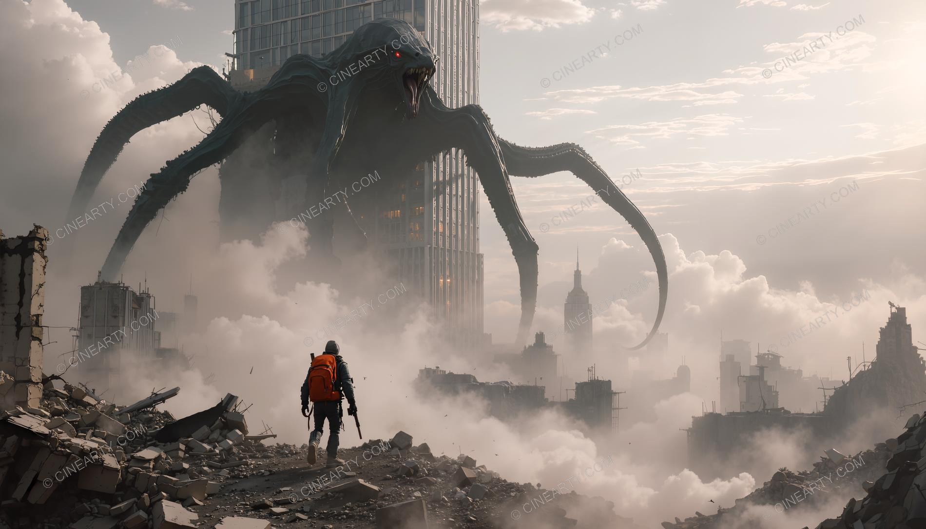 Giant Alien Monster Destroy City 55386