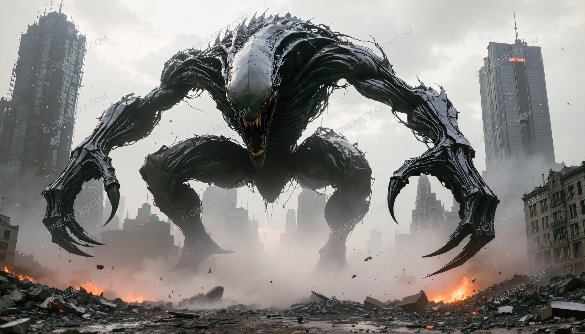 Giant Alien Monster Destroy City 65629