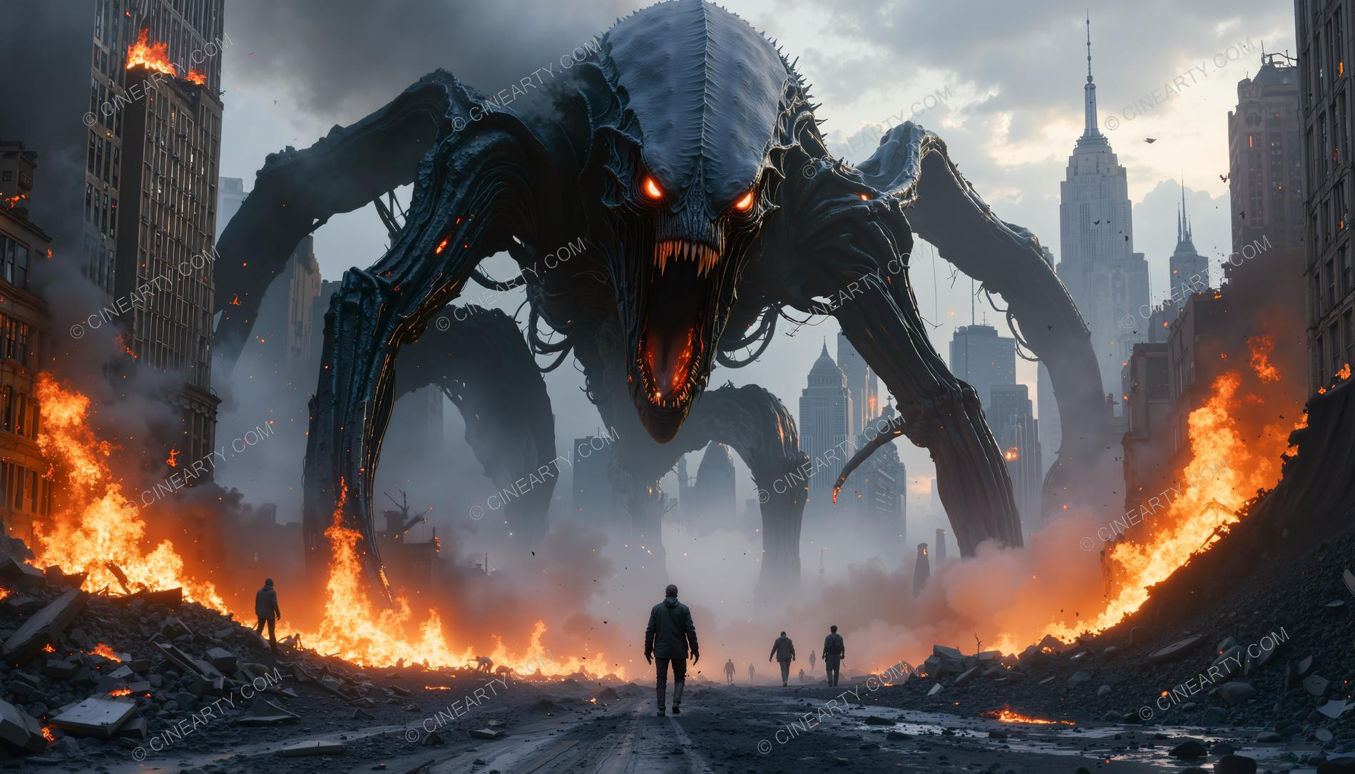 Giant Alien Monster Destroy City 76029