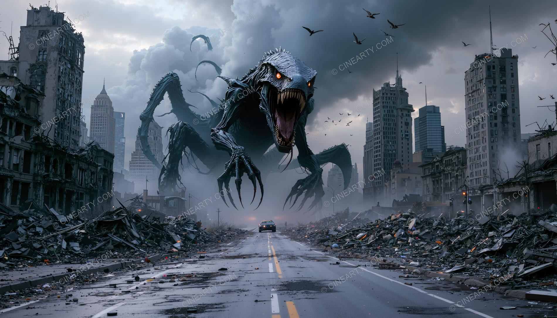 Giant Alien Monster Destroy City 96199