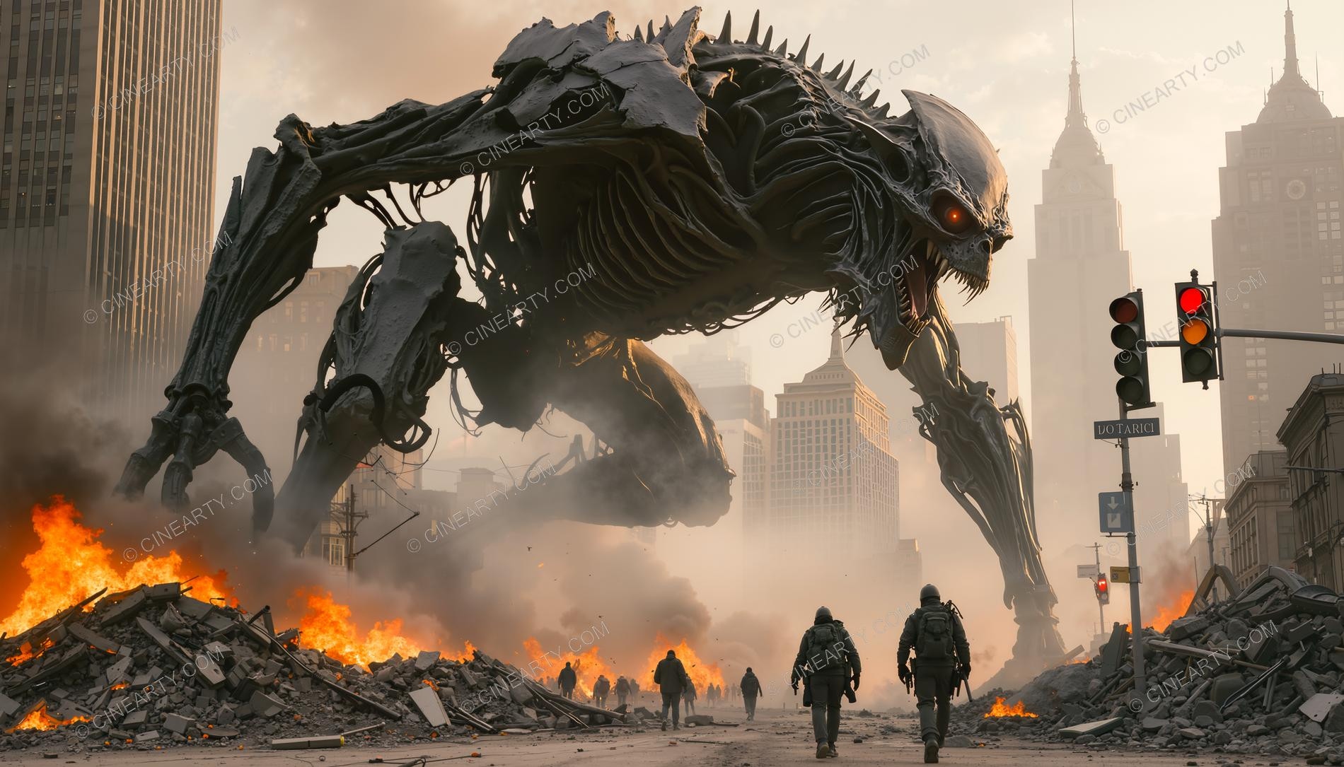 Giant Alien Monster Destroy City 14594