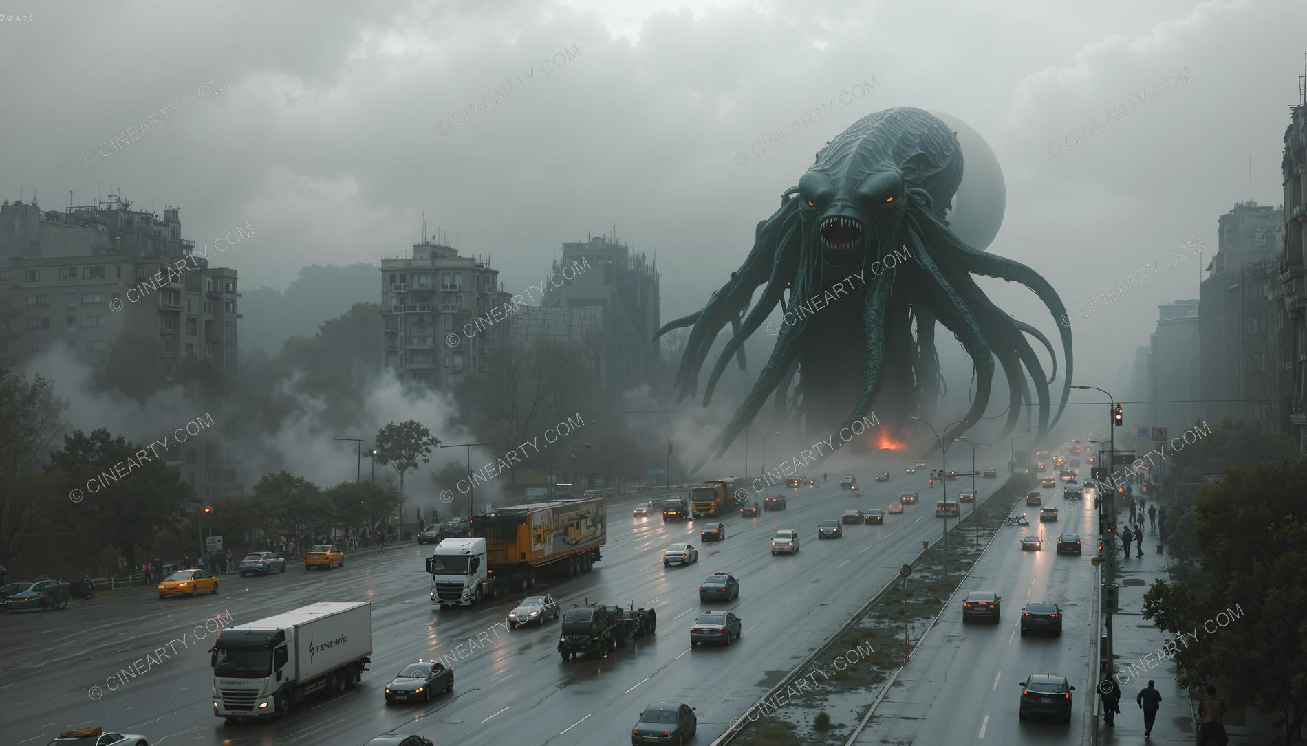 Giant Cephalopod Aliens Attack City 20804