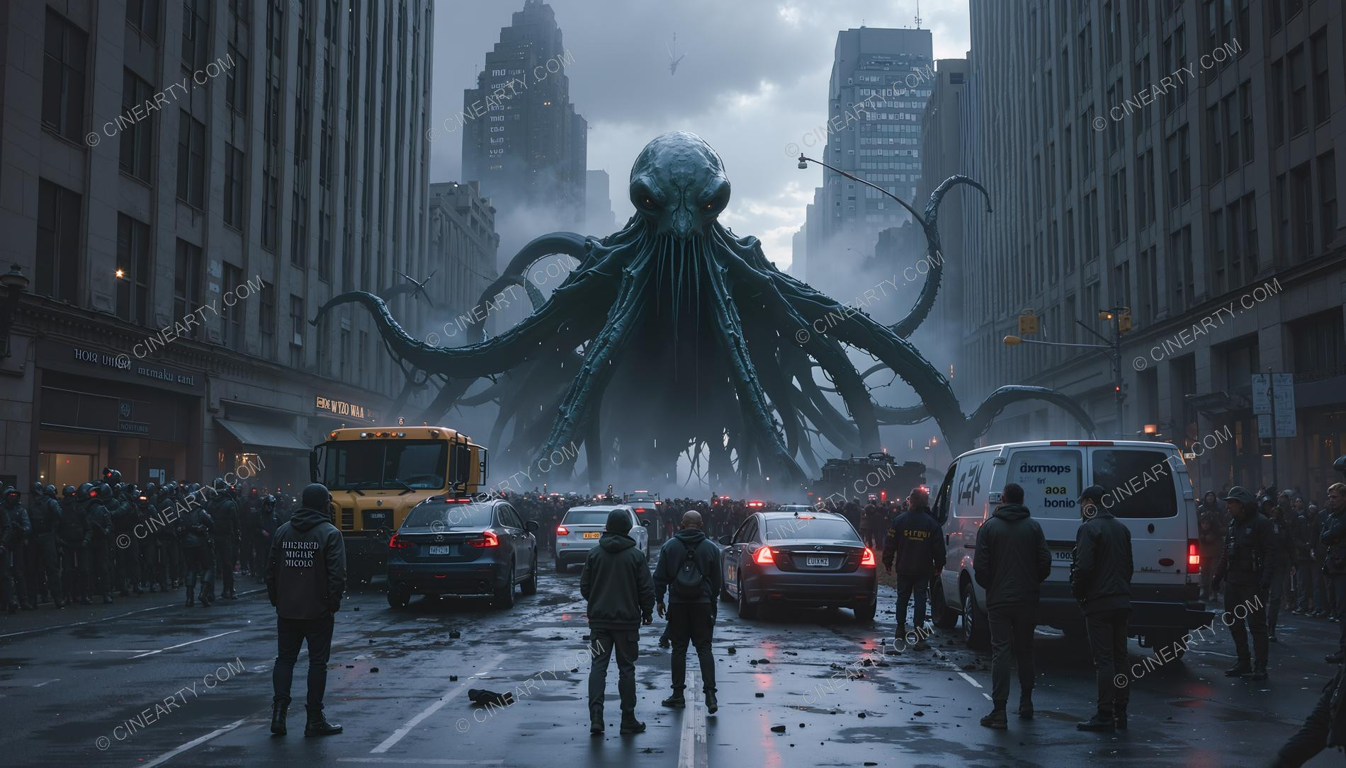 Giant Cephalopod Aliens Attack City 17245
