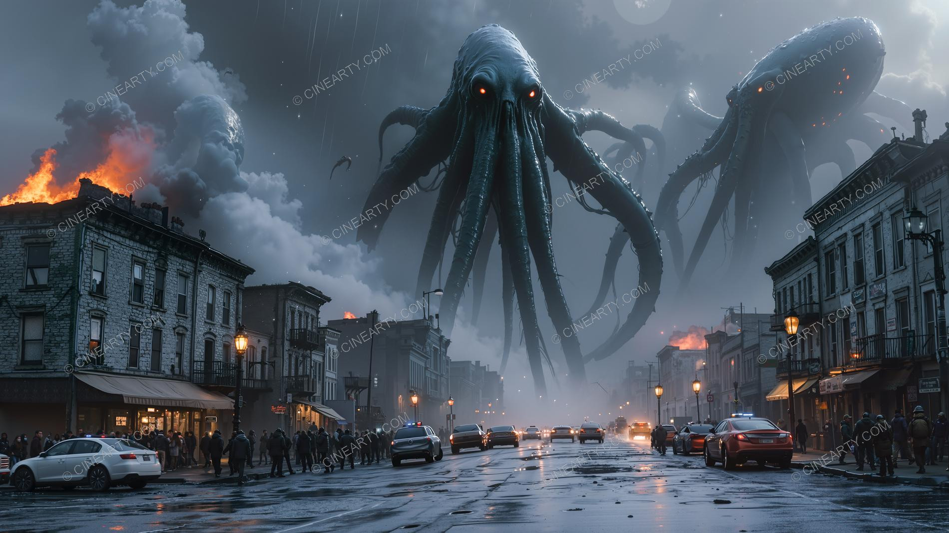 Giant Cephalopod Aliens Attack City 32547