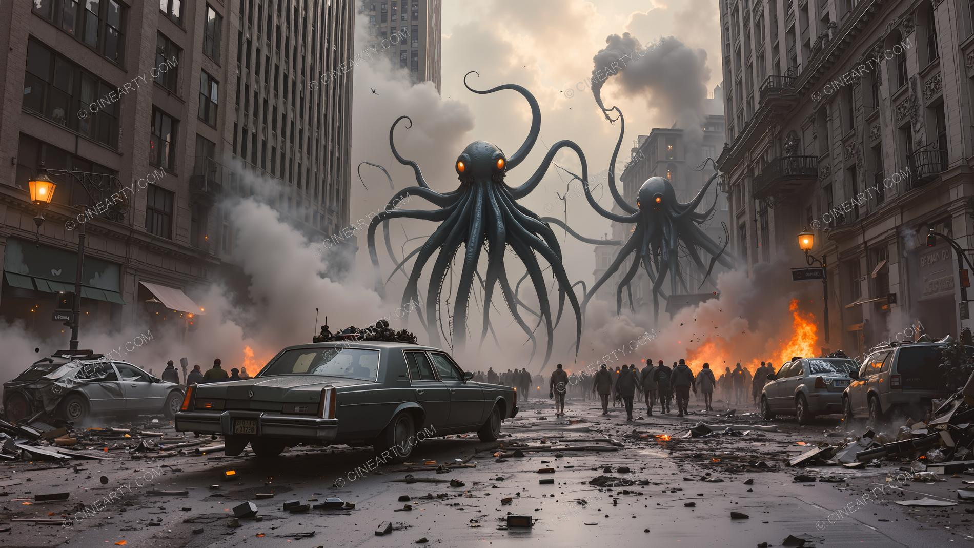 Giant Cephalopod Aliens Attack City 96139