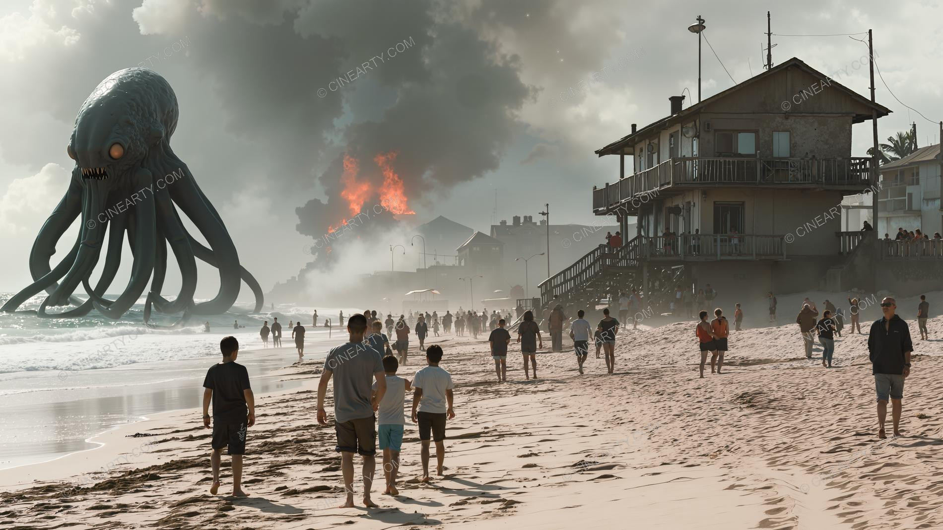 Giant Cephalopod Aliens Attack City 59544